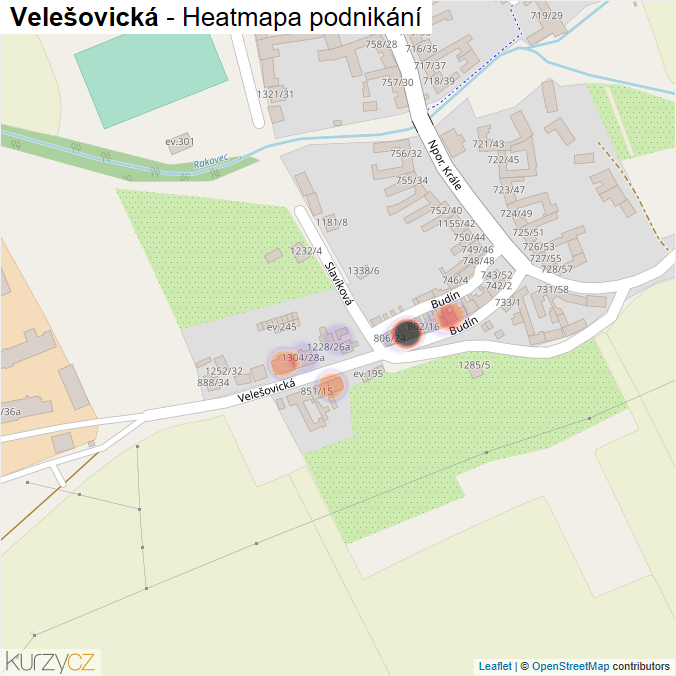 Mapa Velešovická - Firmy v ulici.