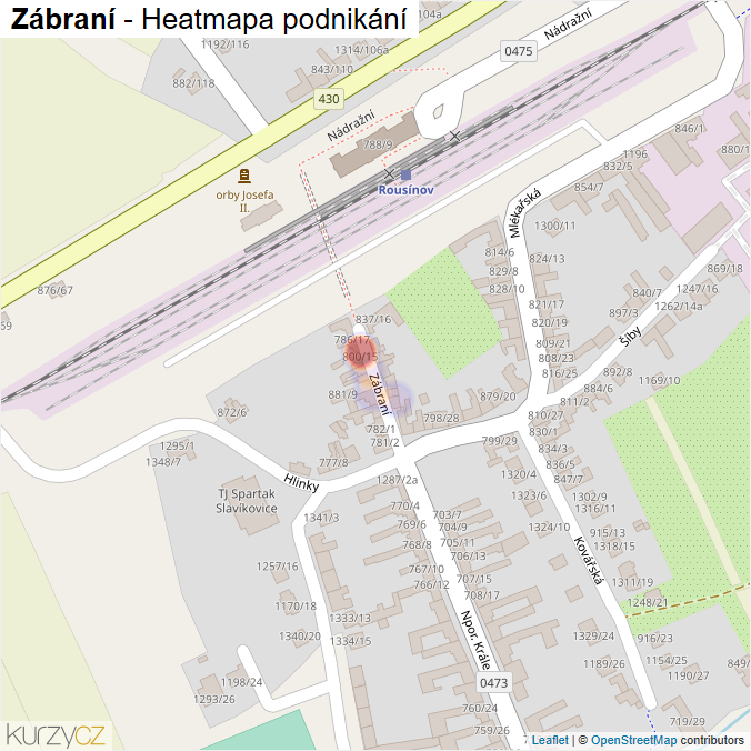 Mapa Zábraní - Firmy v ulici.