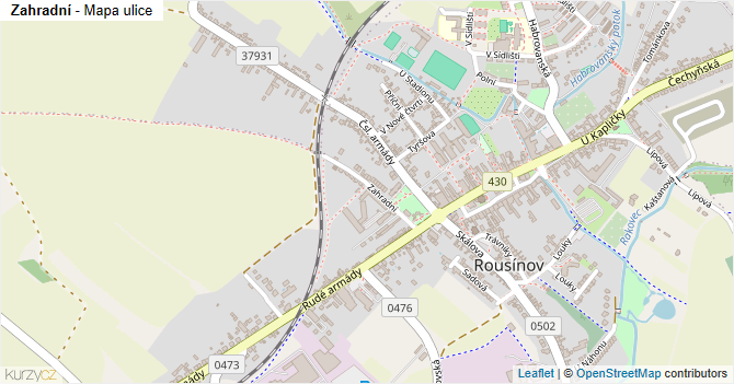 Zahradní - mapa ulice