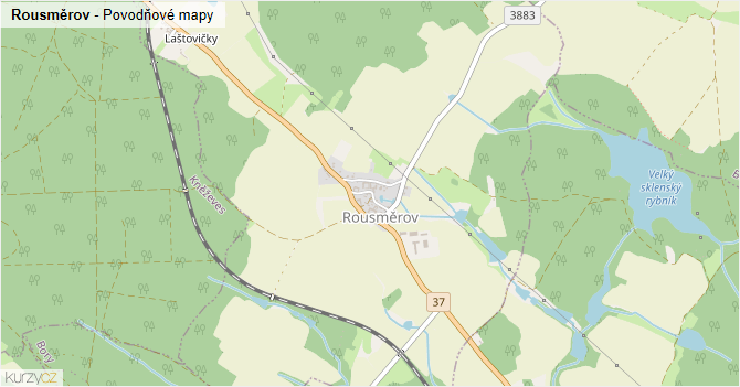 Rousměrov - záplavové mapy stoleté vody