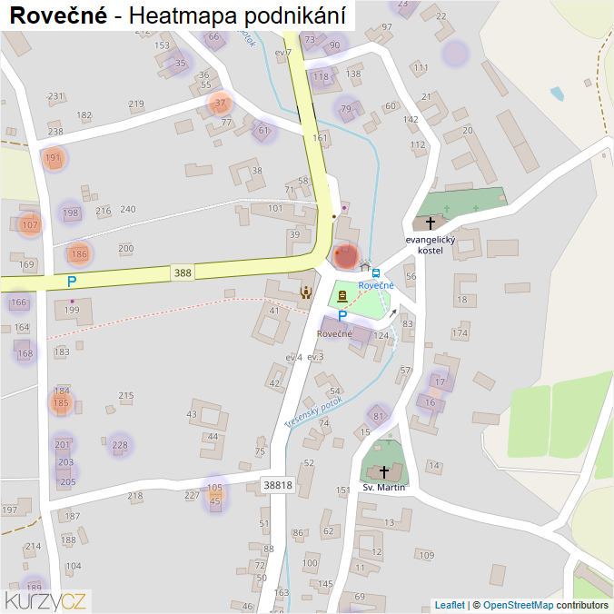 Mapa Rovečné - Firmy v části obce.