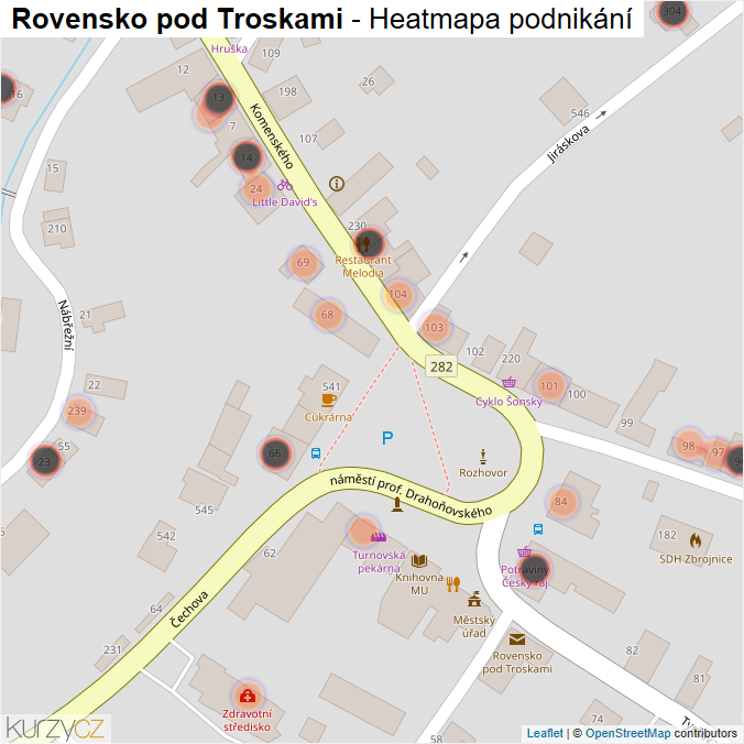 Mapa Rovensko pod Troskami - Firmy v obci.