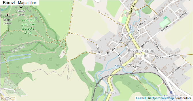 Boroví - mapa ulice
