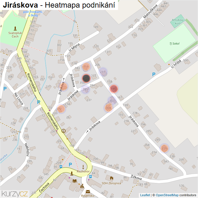 Mapa Jiráskova - Firmy v ulici.