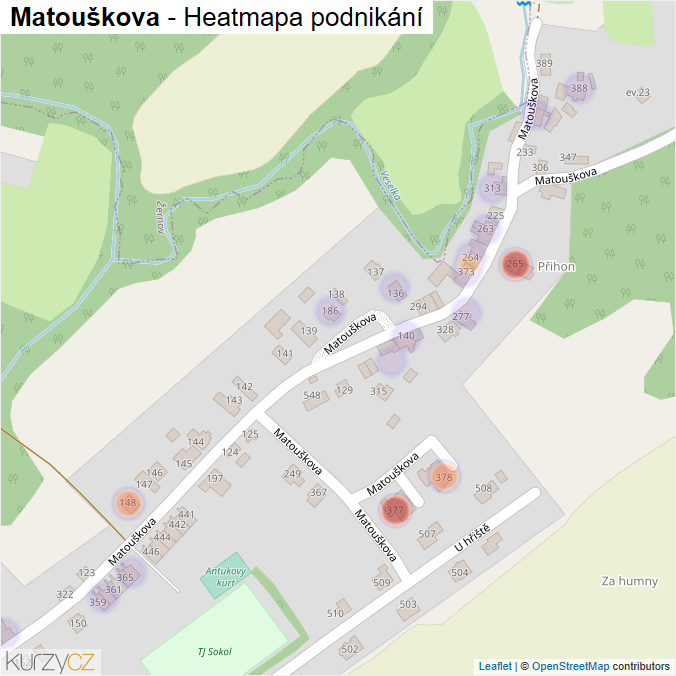 Mapa Matouškova - Firmy v ulici.