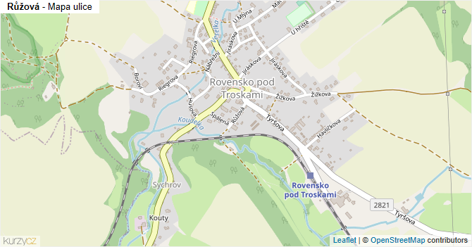 Růžová - mapa ulice