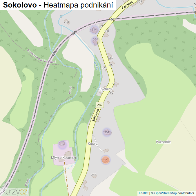 Mapa Sokolovo - Firmy v ulici.