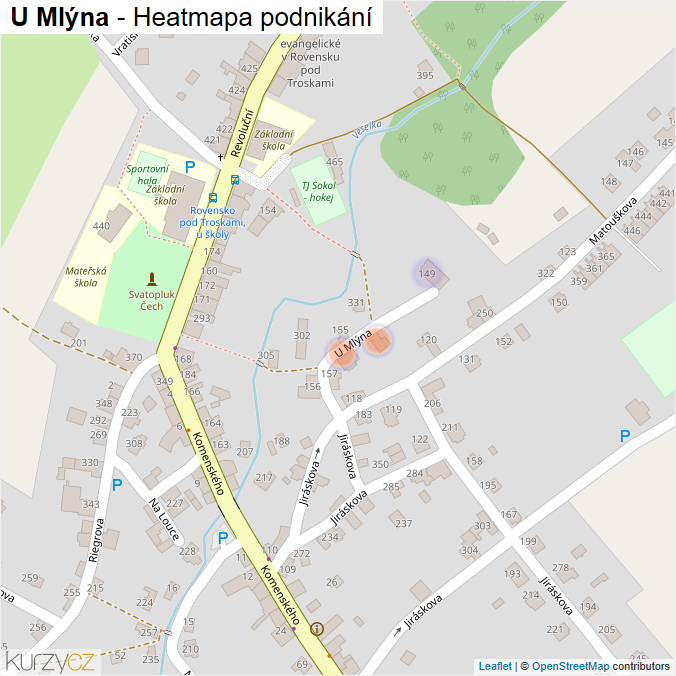 Mapa U Mlýna - Firmy v ulici.
