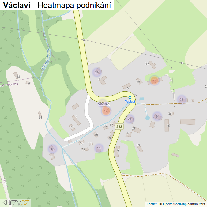 Mapa Václaví - Firmy v části obce.