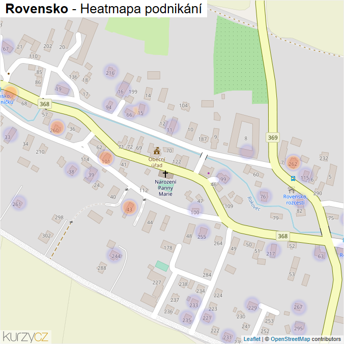 Mapa Rovensko - Firmy v části obce.