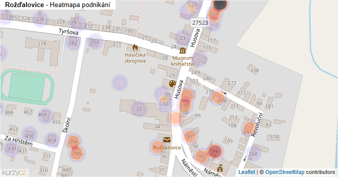 Rožďalovice - mapa podnikání