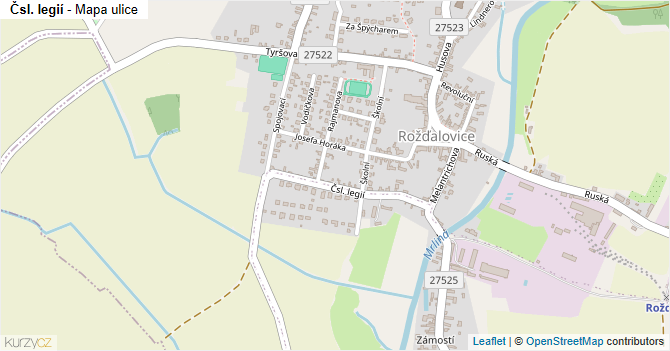 Čsl. legií - mapa ulice
