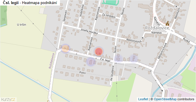 Čsl. legií - mapa podnikání