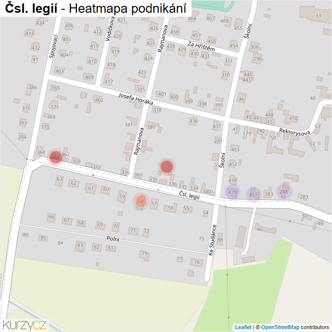 Mapa Čsl. legií - Firmy v ulici.
