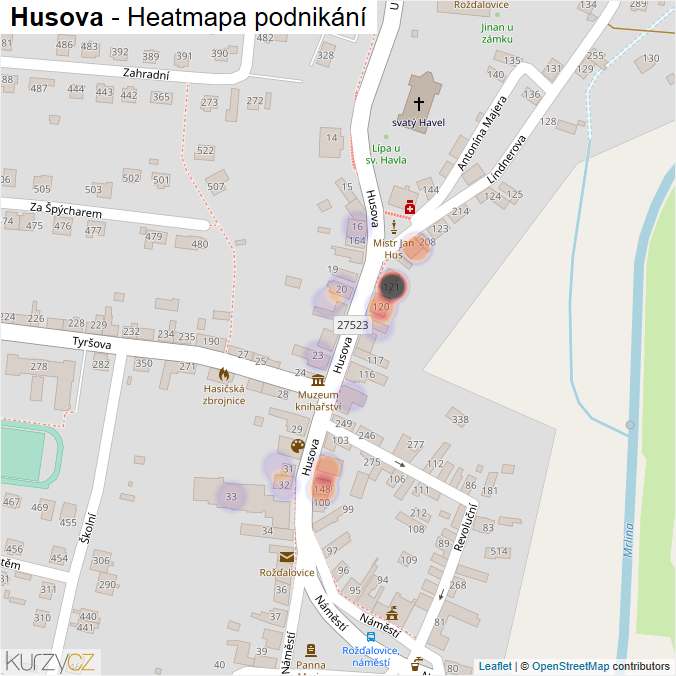 Mapa Husova - Firmy v ulici.