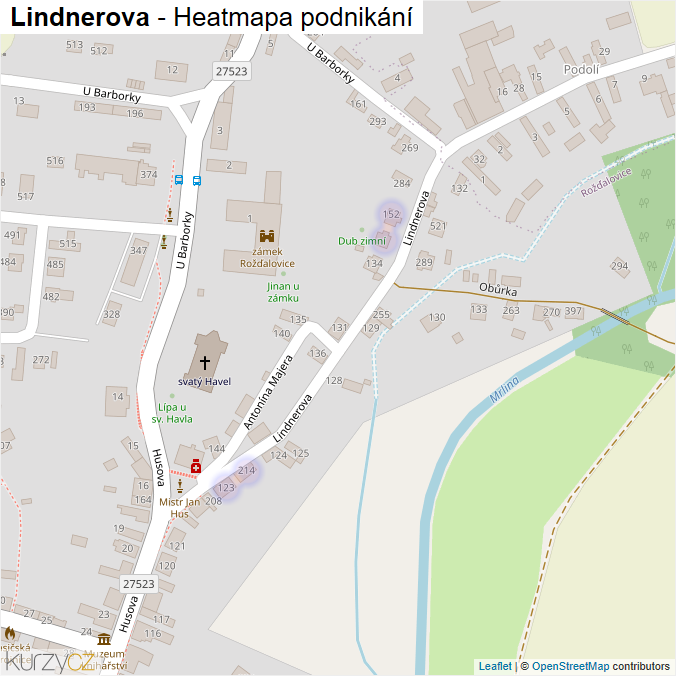 Mapa Lindnerova - Firmy v ulici.