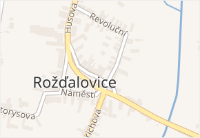 Náměstí v obci Rožďalovice - mapa ulice