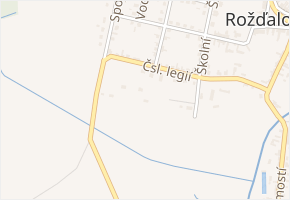 Polní v obci Rožďalovice - mapa ulice