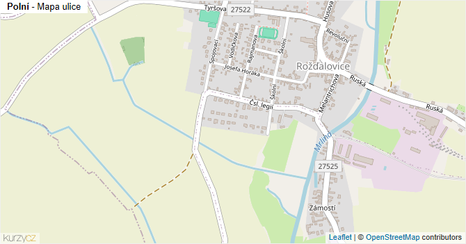 Polní - mapa ulice