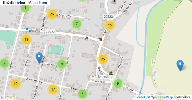 Rožďalovice - mapa firem