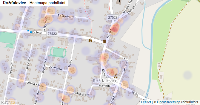 Rožďalovice - mapa podnikání