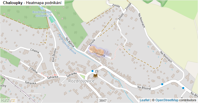 Chaloupky - mapa podnikání