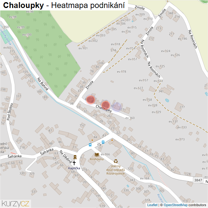 Mapa Chaloupky - Firmy v ulici.