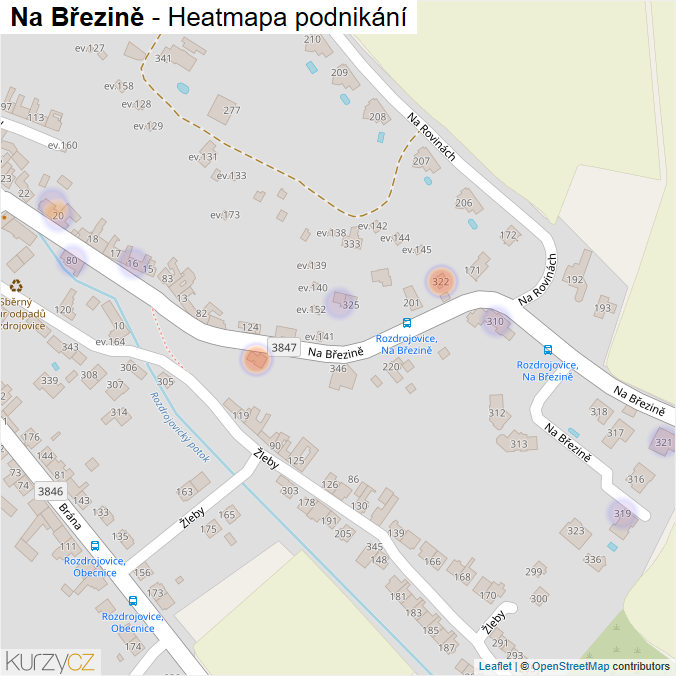 Mapa Na Březině - Firmy v ulici.