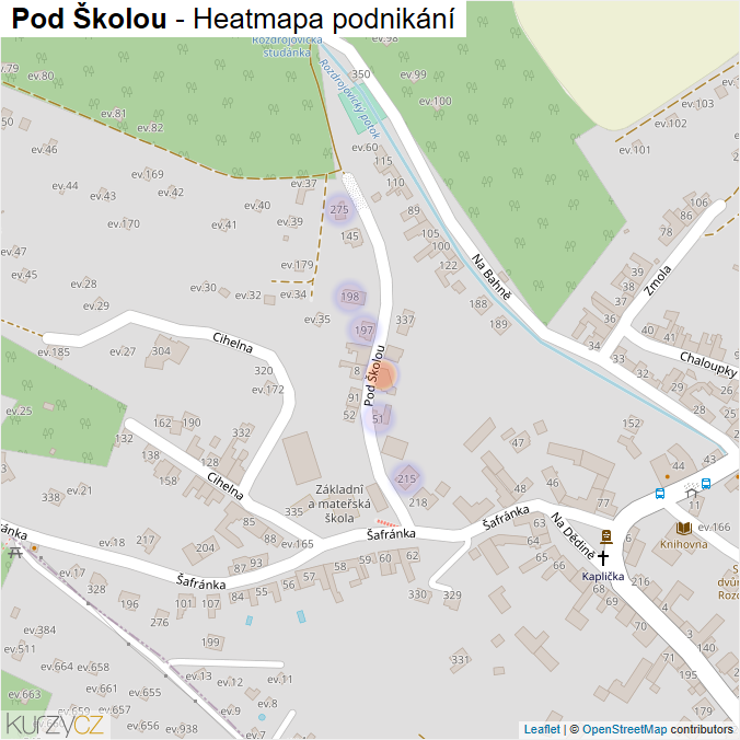Mapa Pod Školou - Firmy v ulici.