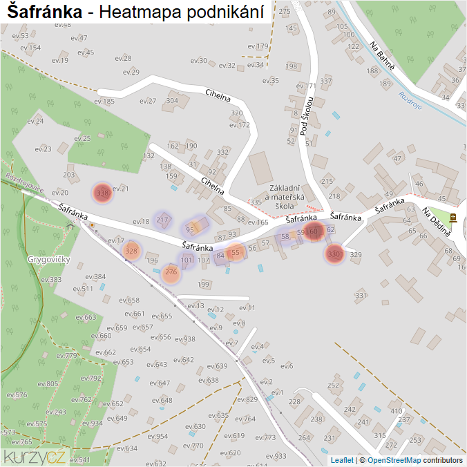 Mapa Šafránka - Firmy v ulici.