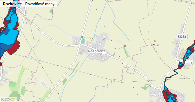 Rozhovice - záplavové mapy stoleté vody