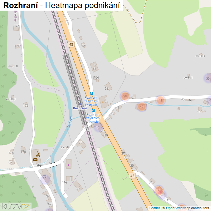 Mapa Rozhraní - Firmy v části obce.