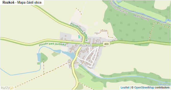 Rozkoš - mapa části obce
