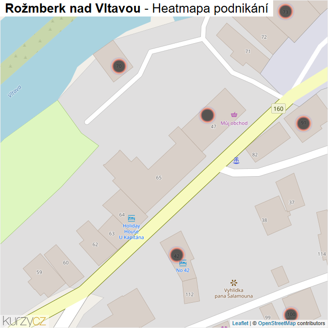 Mapa Rožmberk nad Vltavou - Firmy v obci.