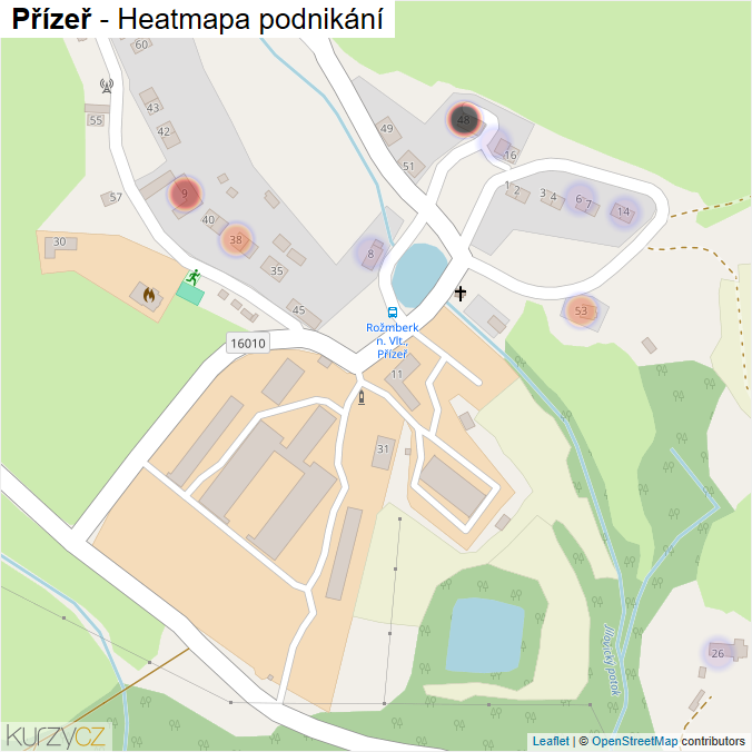 Mapa Přízeř - Firmy v části obce.