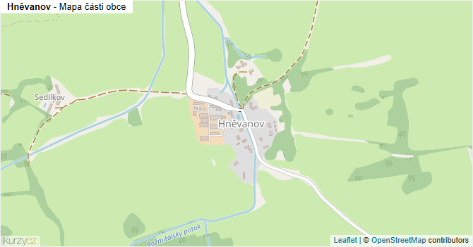 Hněvanov - mapa části obce