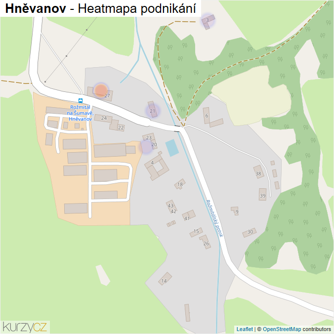 Mapa Hněvanov - Firmy v části obce.