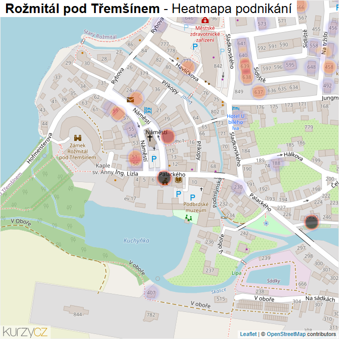 Mapa Rožmitál pod Třemšínem - Firmy v obci.