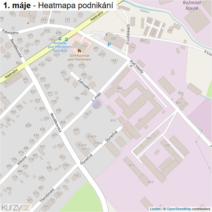 Mapa 1. máje - Firmy v ulici.