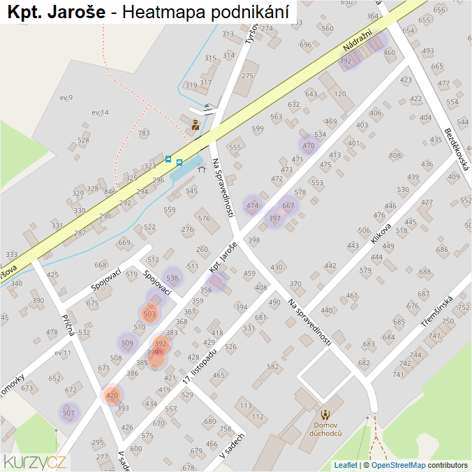 Mapa Kpt. Jaroše - Firmy v ulici.