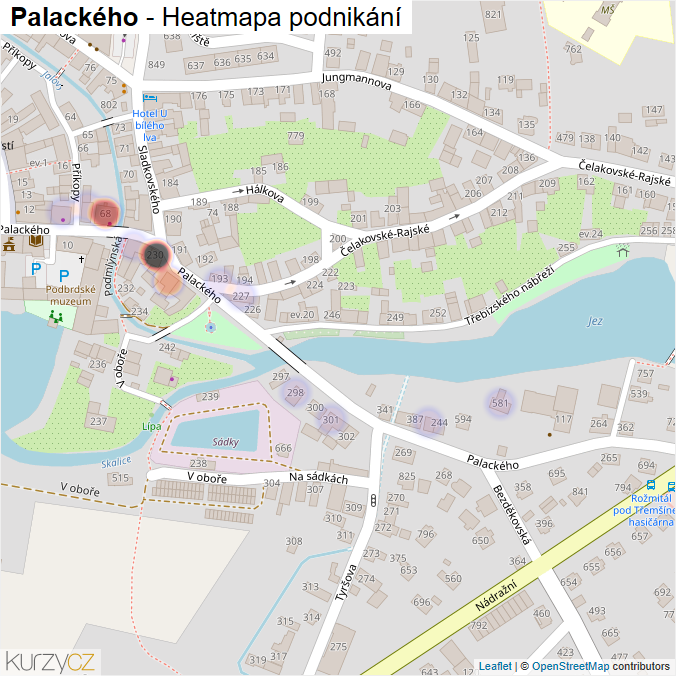 Mapa Palackého - Firmy v ulici.
