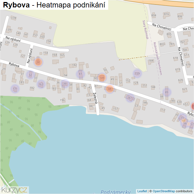 Mapa Rybova - Firmy v ulici.