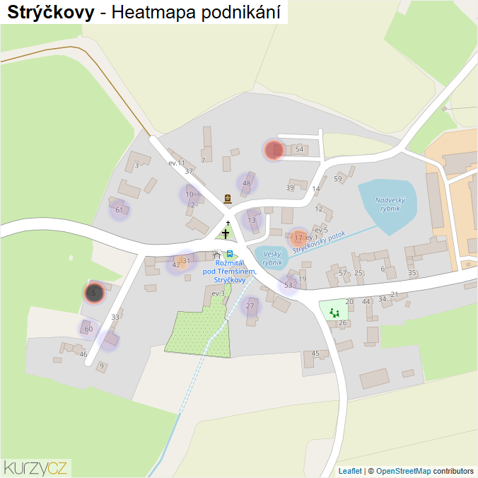 Mapa Strýčkovy - Firmy v části obce.