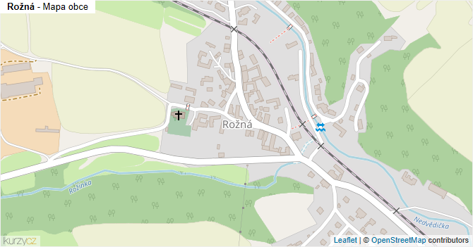 Rožná - mapa obce
