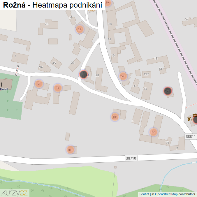 Mapa Rožná - Firmy v obci.