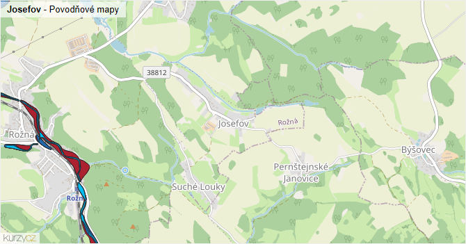 Josefov - záplavové mapy stoleté vody