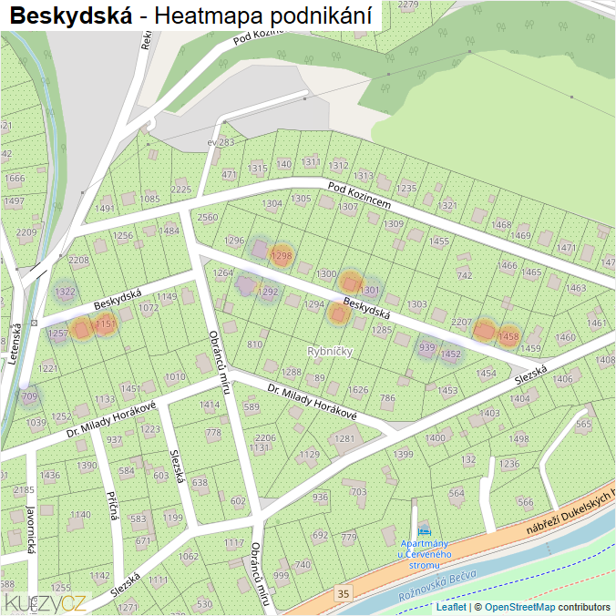 Mapa Beskydská - Firmy v ulici.