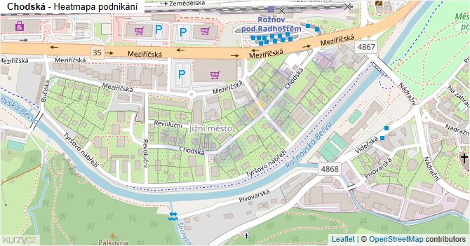 Chodská - mapa podnikání