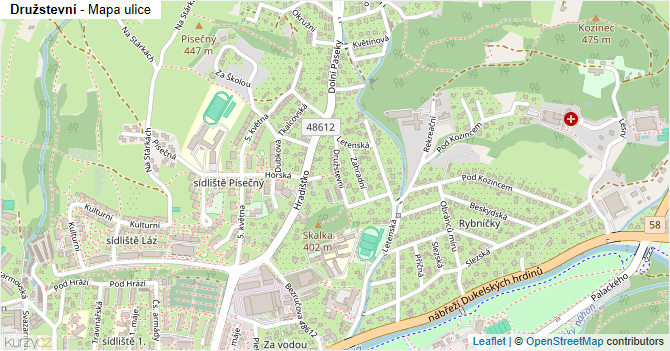 Družstevní - mapa ulice