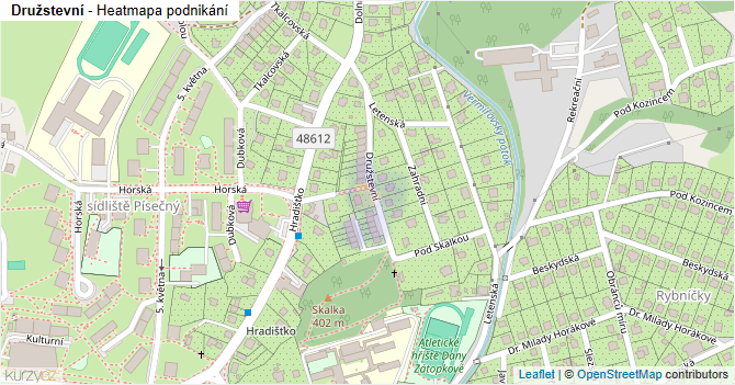 Družstevní - mapa podnikání